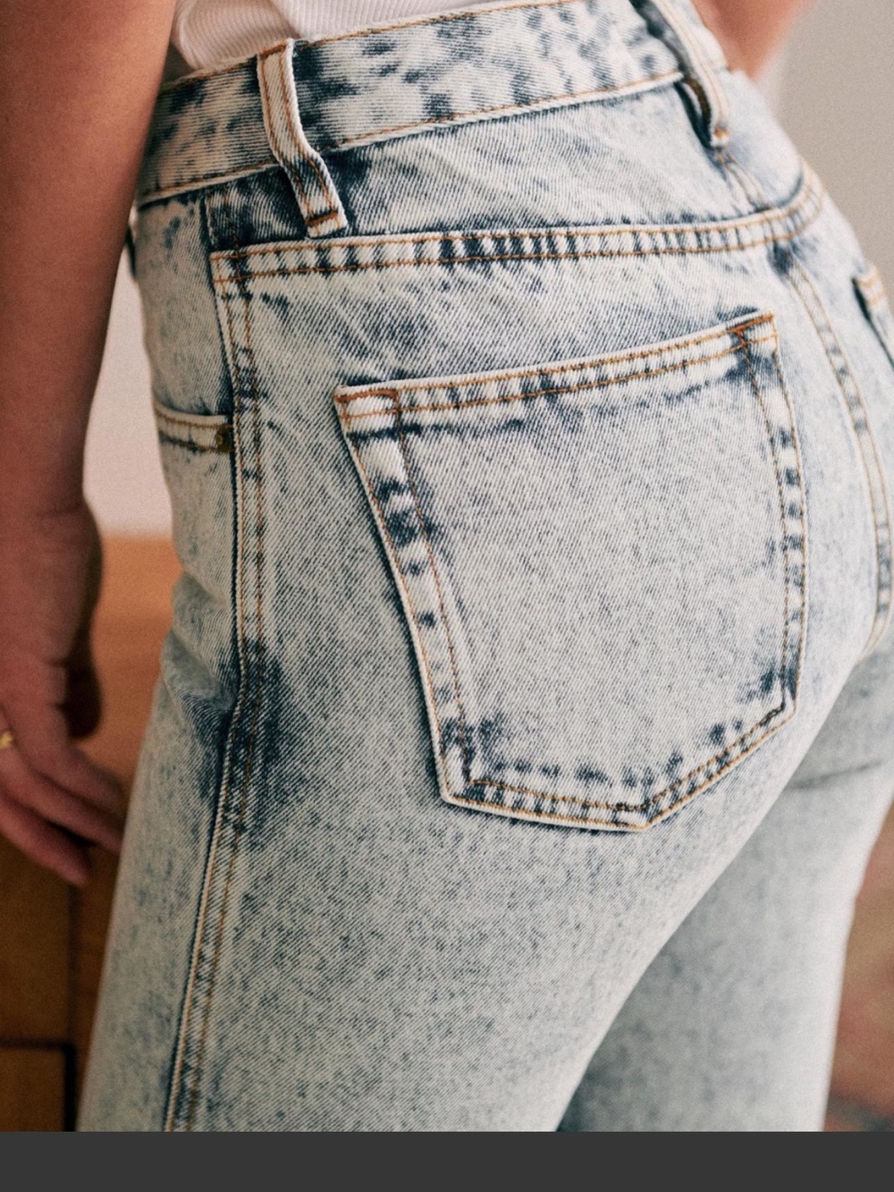 Sezane Edge Blue 100% Organic Cotton Button-Fly High-Waist Jeans - Picture 6 of 12